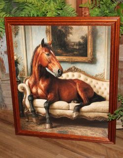 Large Ornate Lounging Horse Farmhouse Wall Decor Picture