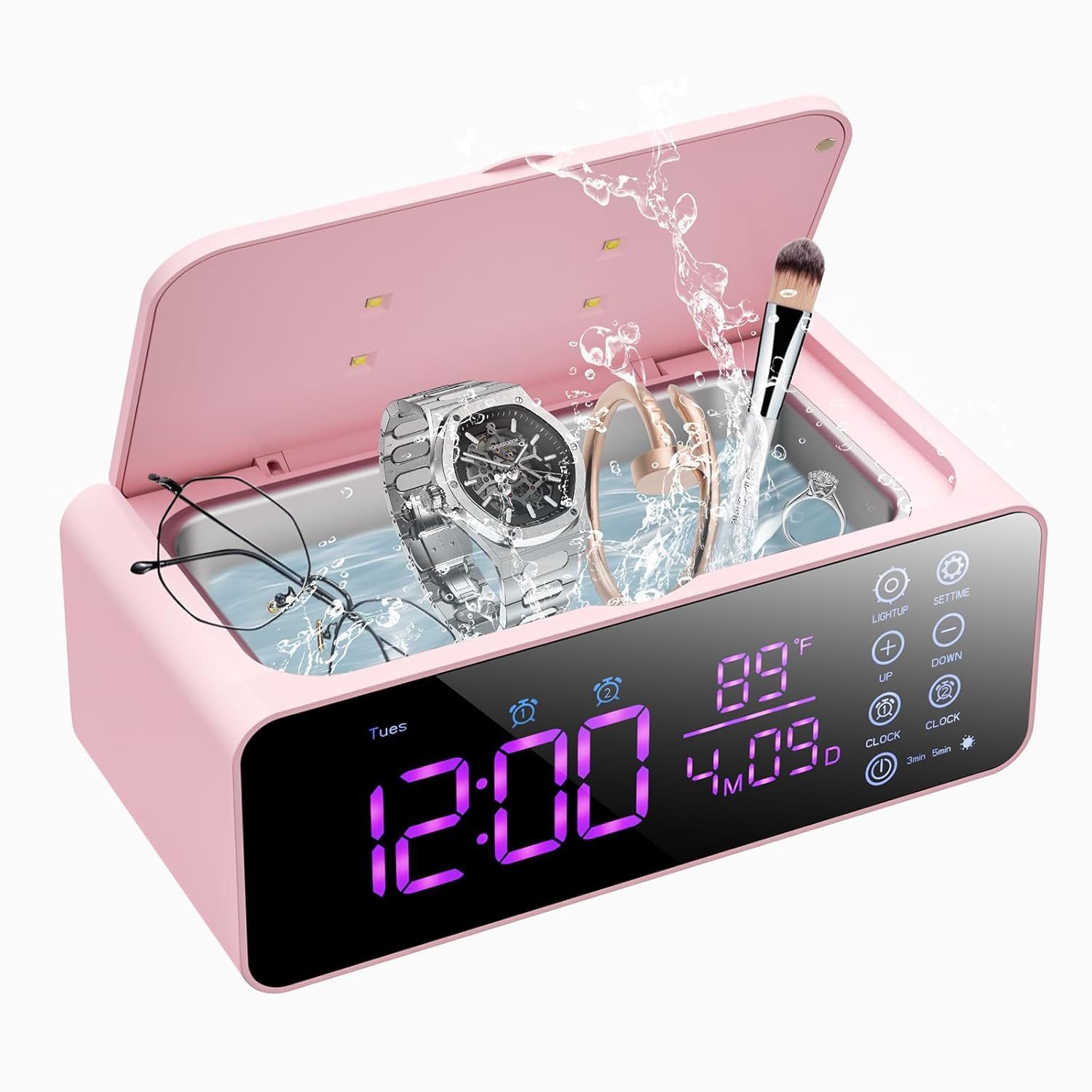Ultrasonic Jewelry Cleaner Machine - Ultrasonic Cleaners Portable 24W/48KHz with Digital LED Display, Jewelry Cleaner 500ml Stainless Tank for Glasses