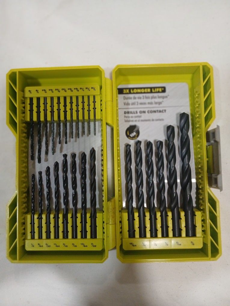 RYOBI 25 DRILL BIT SET FROM 3/8"-1/16"