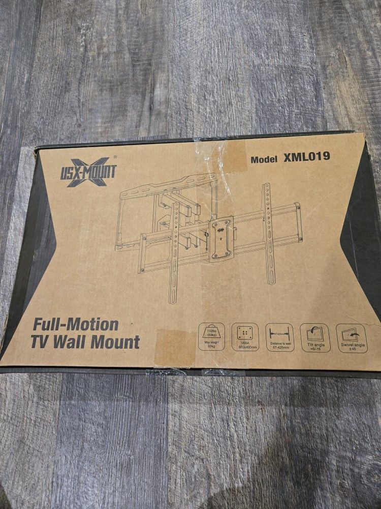 USX Mount Full Motion TV Wall Mount for 42-85 inch, up to 132 lbs, Swivel and Tilt, Dual Articulating Arms