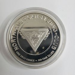 North American Fishing Club Grand Slam Largemouth Bass 1oz .999 Silver Coin
