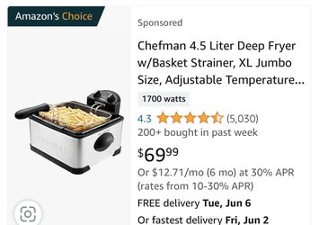 Chefman 4.5 Liter Deep Fryer w/Basket Strainer, XL Jumbo Size, Adjustable  Temperature & Timer, Perfect for Fried Chicken, Shrimp, French Fries for  Sale in Irving, TX - OfferUp