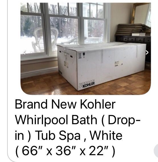 Brand New kohler whirlpool Spa Tub / Over $8,000 New, Model # K-1338-H2 Waterscape Jacuzzi (Drop-in ) 66”x36”x22”