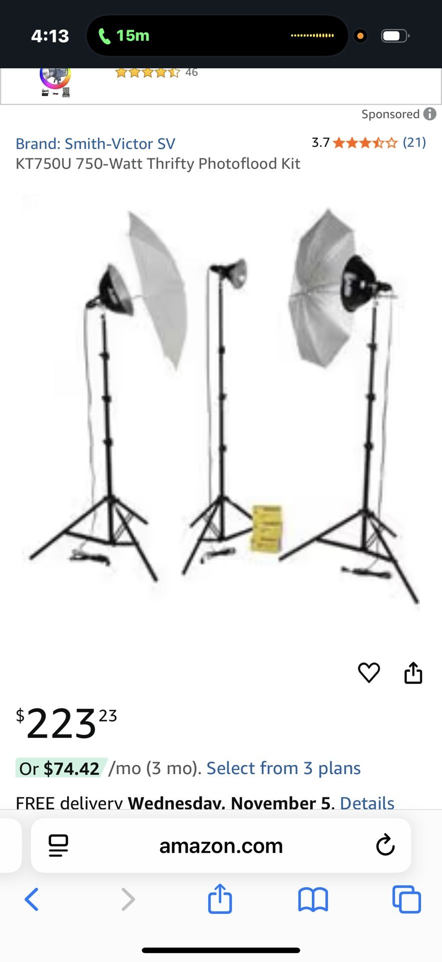 Photography Lighting New never used SMith Victor 3-light 750 watt photo flood lighting kit ky(contact info removed)77