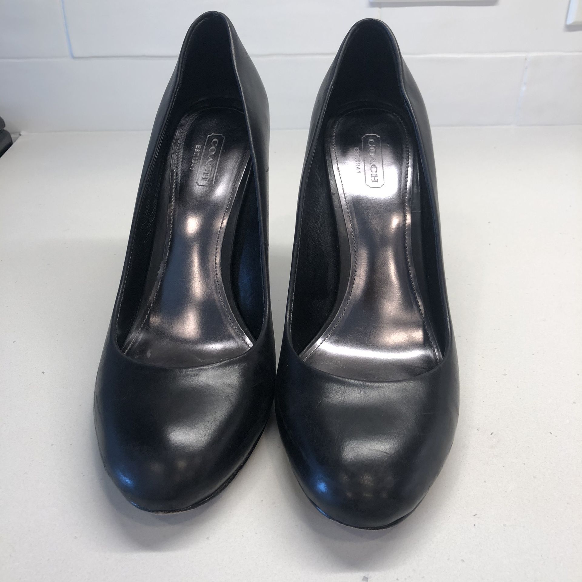 Coach Sloane V. Leather Signature Embossed Pumps