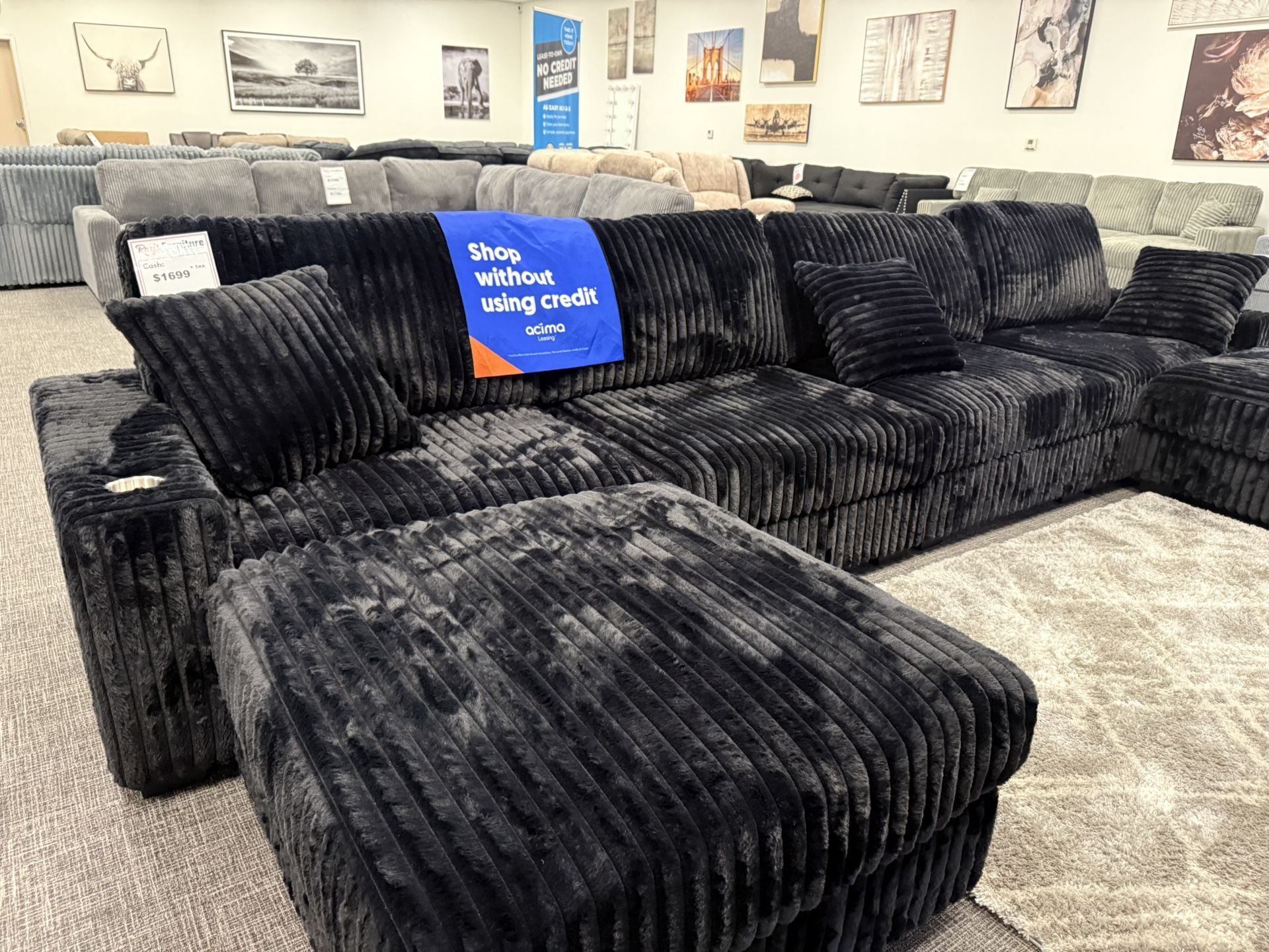 Black XL Sofa Sectional Set - Free Delivery Promo