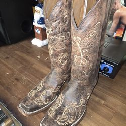 Circle G Women's Size 12 Dragonfly Embroidered Western Square Toe Boots $40