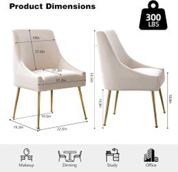 Velvet Dining Chairs Set of 2, Upholstered Dining Chairs with Polished Gold Metal Legs