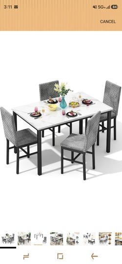 Marble-top Dining Table w/chairs {brand new}