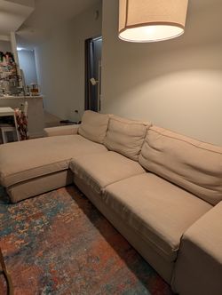 Modern Beige/Cream L-Shape Sectional Sofa with Chaise – Excellent Condition