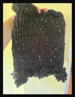 Knitted Cowls with Pom-Poms