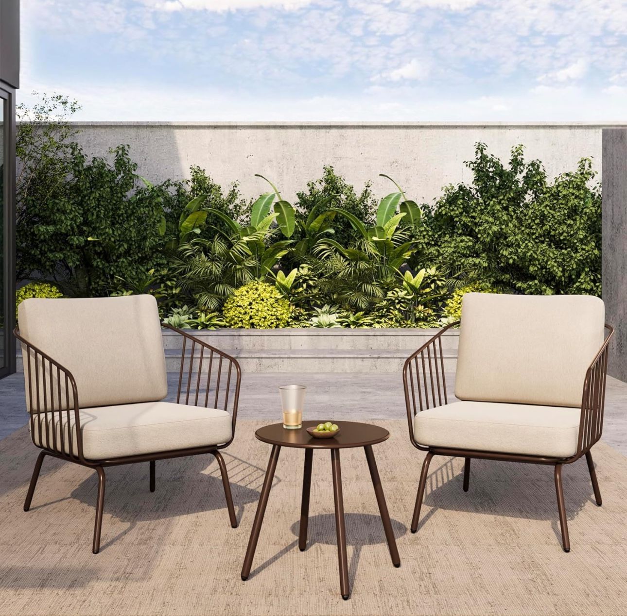 3Piece Plaza Patio Furniture Set, Outdoor Furniture with Thick Cushion