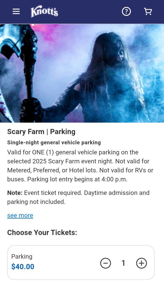 Knotts Scary Farm Parking Ticket