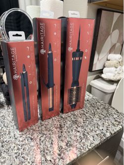 $100 hairitage flat lron,volumizing brush and curling iron set