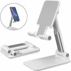 White Adjustable Cell Phone Stand Holder Desk Dock Mount For iPad iPhone Kindle Tablet