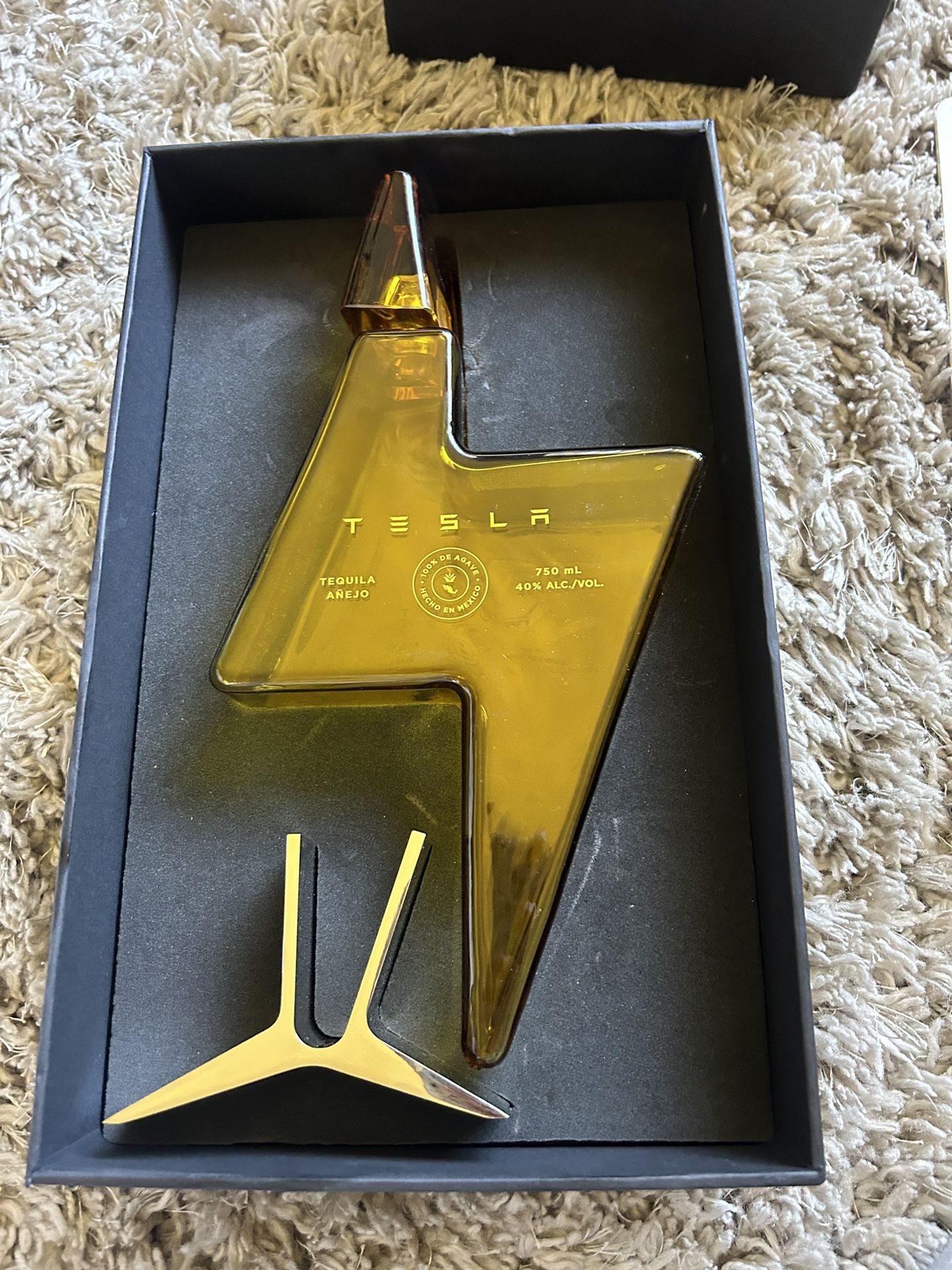Tesla Tequila Lightning EMPTY Bottle With Stand and Box Decanter Collectible  