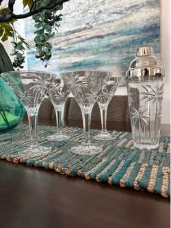 Palm collection by Godinger Vintage Crystal Glasses & Shaker Set