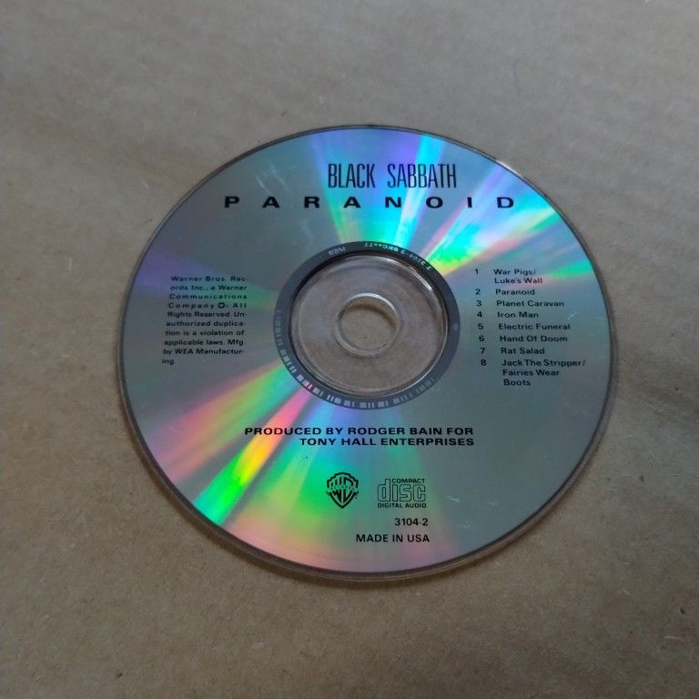 Black Sabbath - Paranoid - Warner Bros. - CD *Disk Only!
