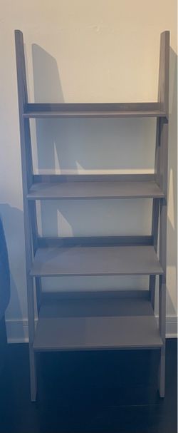 4 Tier Grey Wood Ladder Shelf