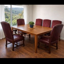 A Set of 6 Leather / Velvet And Solid Wood Chairs by Ralph Lauren Vintage