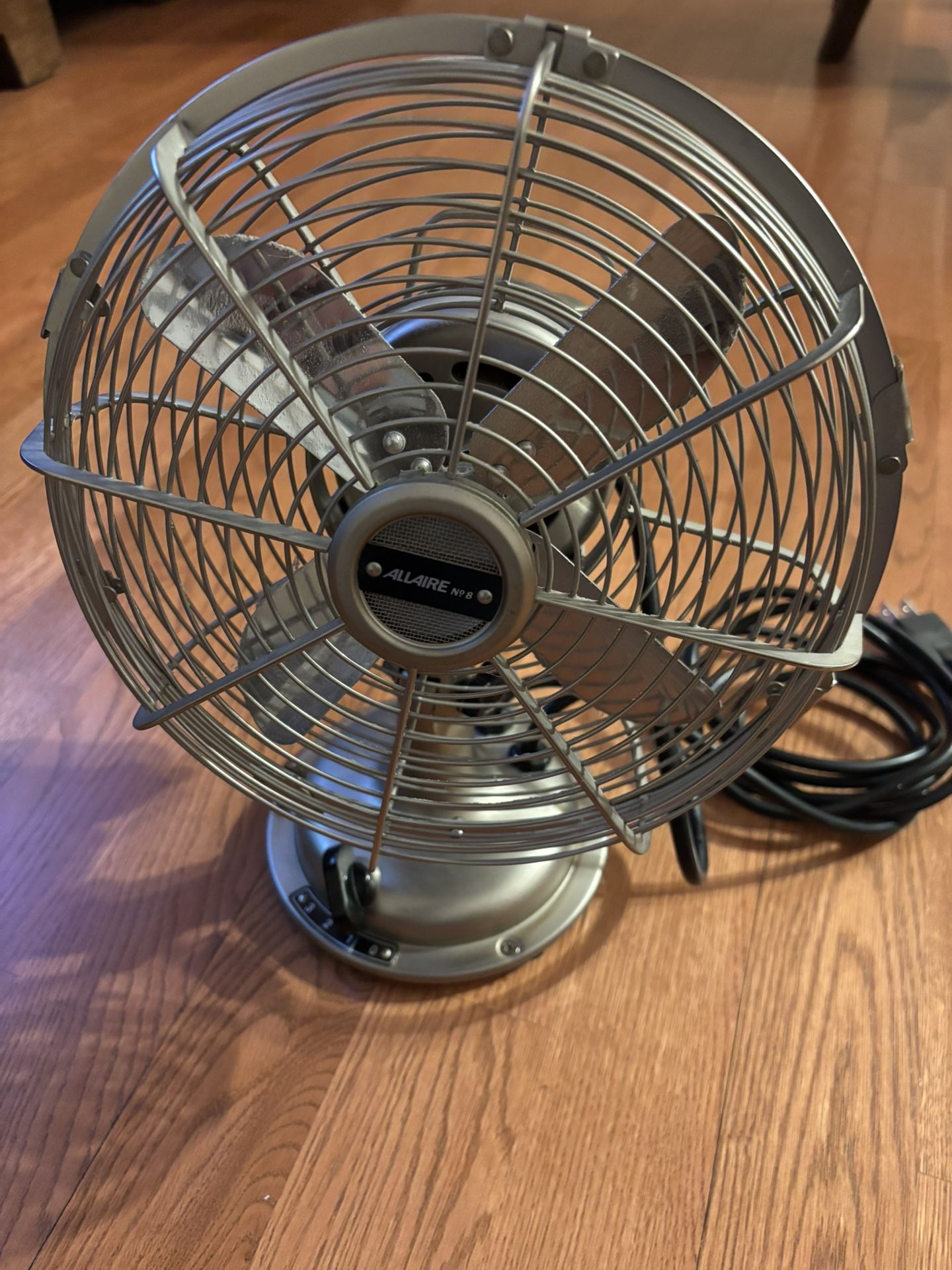 Restoration Hardware Allaire No.8 Silver Tabletop Fan Oscillating Tilts - Tested