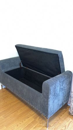 gray storage bench