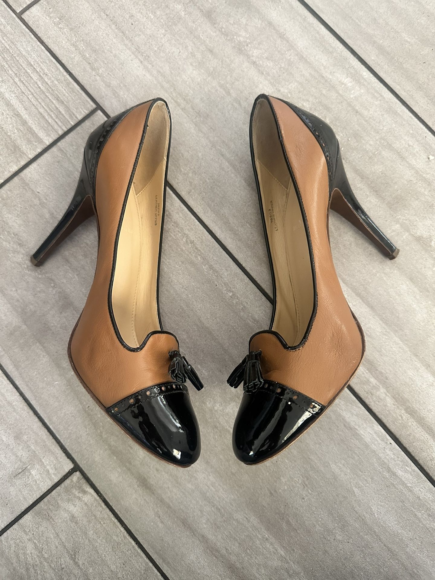 J.Crew Woman’s Size 11 Tassel Black and Brown Heels Made In Italy