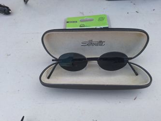 Silhouette Rimless Oval Sunglasses with Case