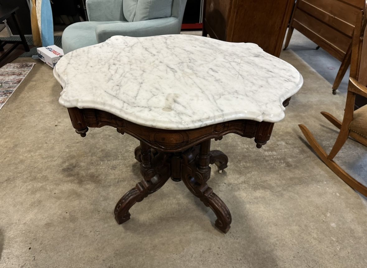 Antique Table With Marble Top