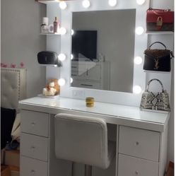 Vanity Set Hollywood Mirror LED Lights Makeup Table✨New