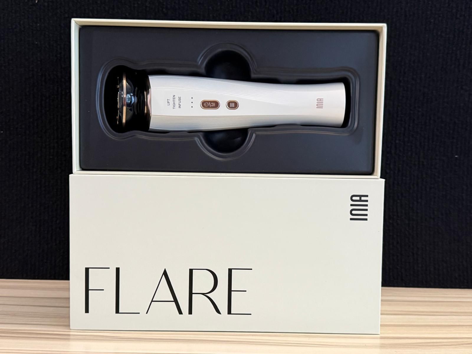 INIA 3 in 1 Face & Neck Beauty Device – Red Light Cooling & Vibration Tool (White)