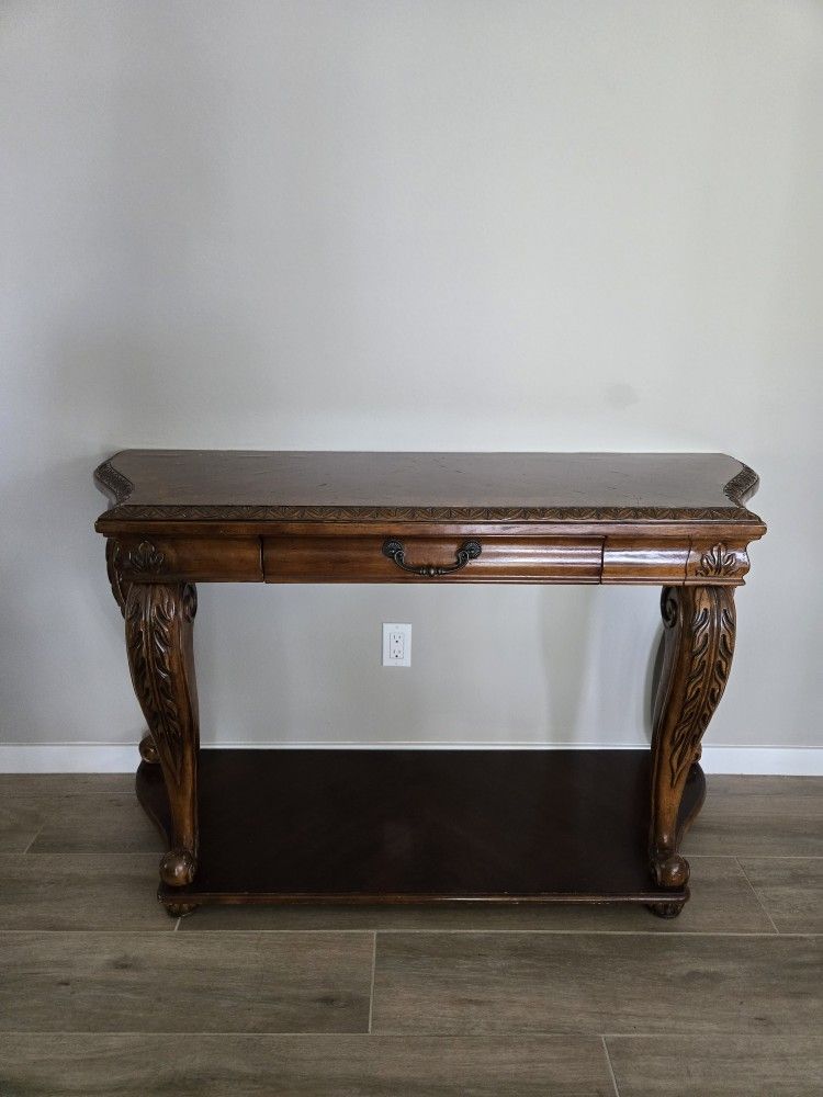 🪵 Solid Wood Carved Console Table