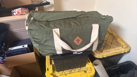 Green Canvas Duffle Bag with Leather Patch smell proof 🍃🍃