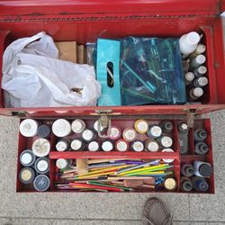 Assorted Art Supplies In Toolbox