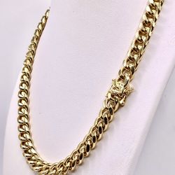 Cuban Link Chain 14k Yellow Gold Filled Monaco Style Necklace Oro Laminado 
