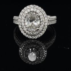 Engagement Ring  18K Double Halo 1.30 CTW Lab-Grown Diamond .