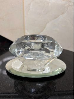 Vintage octagonal faceted lead Crystal votive tealight candle holder