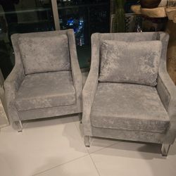 2 Suede Fiber Chairs Light blue