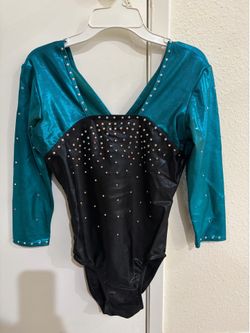 Adult Medium Competition Gymnastics Leotard Blue & Black