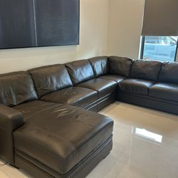 Charcoal Leather Sectional