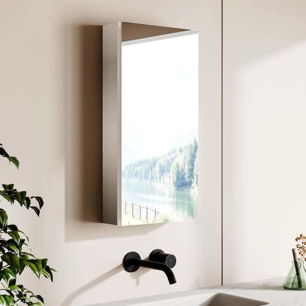 16 in. W x 32 in. H Rectangular Aluminum Recessed/Surface Mount Single Medicine Cabinet with Mirror