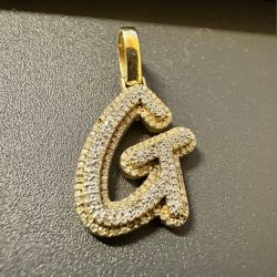 14k Gold G Letter Diamond Pendent💎 