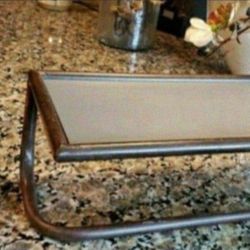 Beautiful Gray and Wrought Iron Shelf and Towel Rail