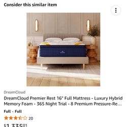DreamCloud Premier Rest 16" Full Mattress - Luxury Hybrid Memory Foam - 365 Night Trial - 8 Premium Pressure