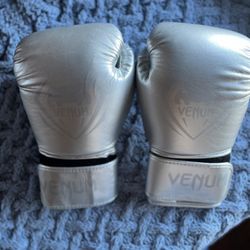 Silver & Black Boxing Gloves - 12 oz (Like New!)