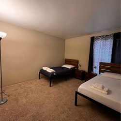 TWO TWINS FRAME AND MATTRESS