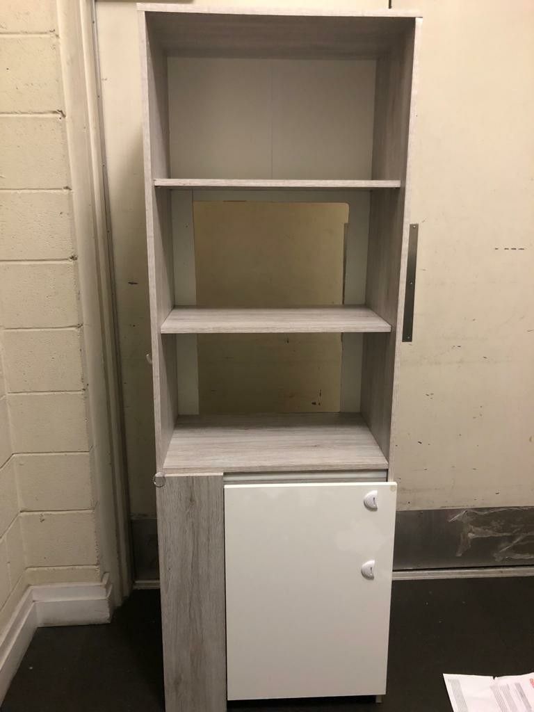 3 tier shelf and 1 cabinet book shelf