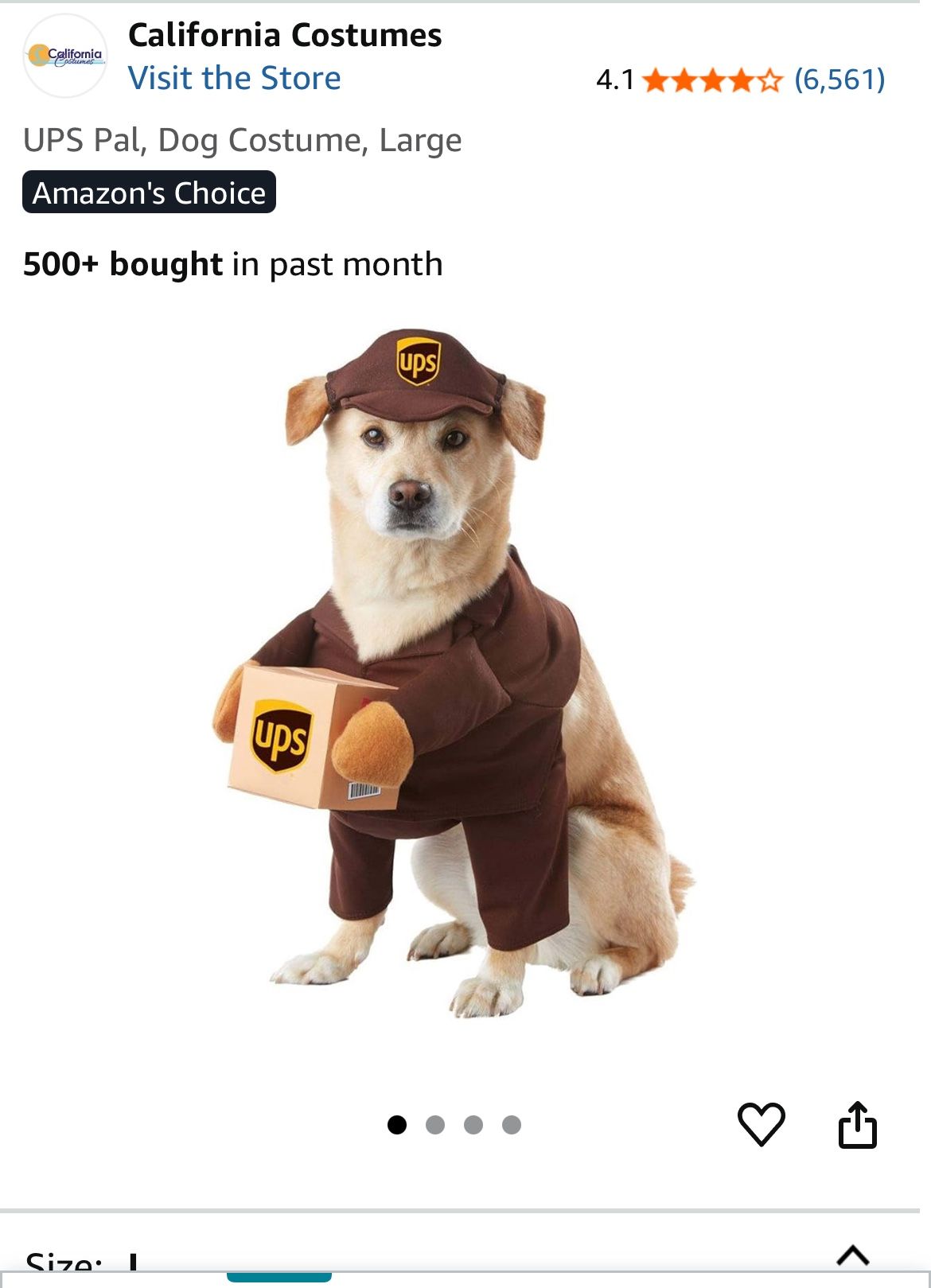 UPS Driver Dog Costume