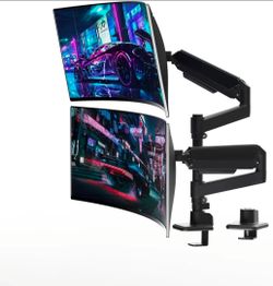 Huiin Core Dual Monitor Arm for 17-49 Inch Ultrawide Screens 75/100mm VESA Mount, Black