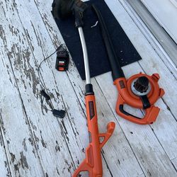 Set of blower and cutting edge machine with battery and charger ( good condition only small time used )